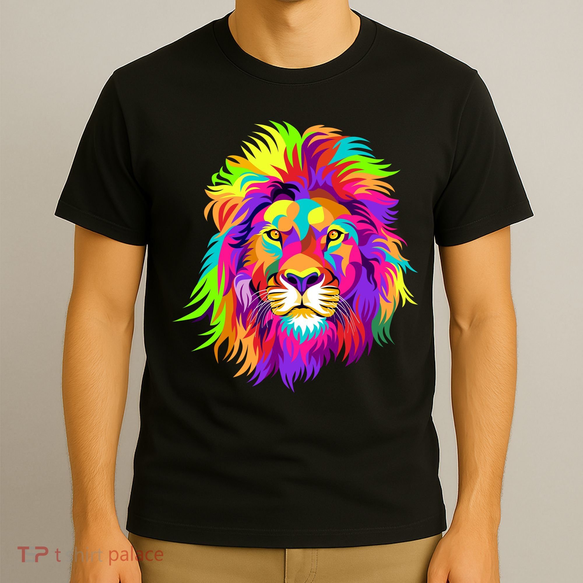 Lion Abstract Portrait Colorful Head T-Shirt
