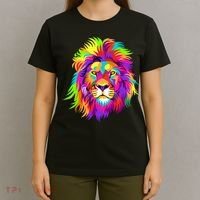 Lion Abstract Portrait Colorful Head T-Shirt thumb 4