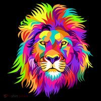 Lion Abstract Portrait Colorful Head T-Shirt thumb 7