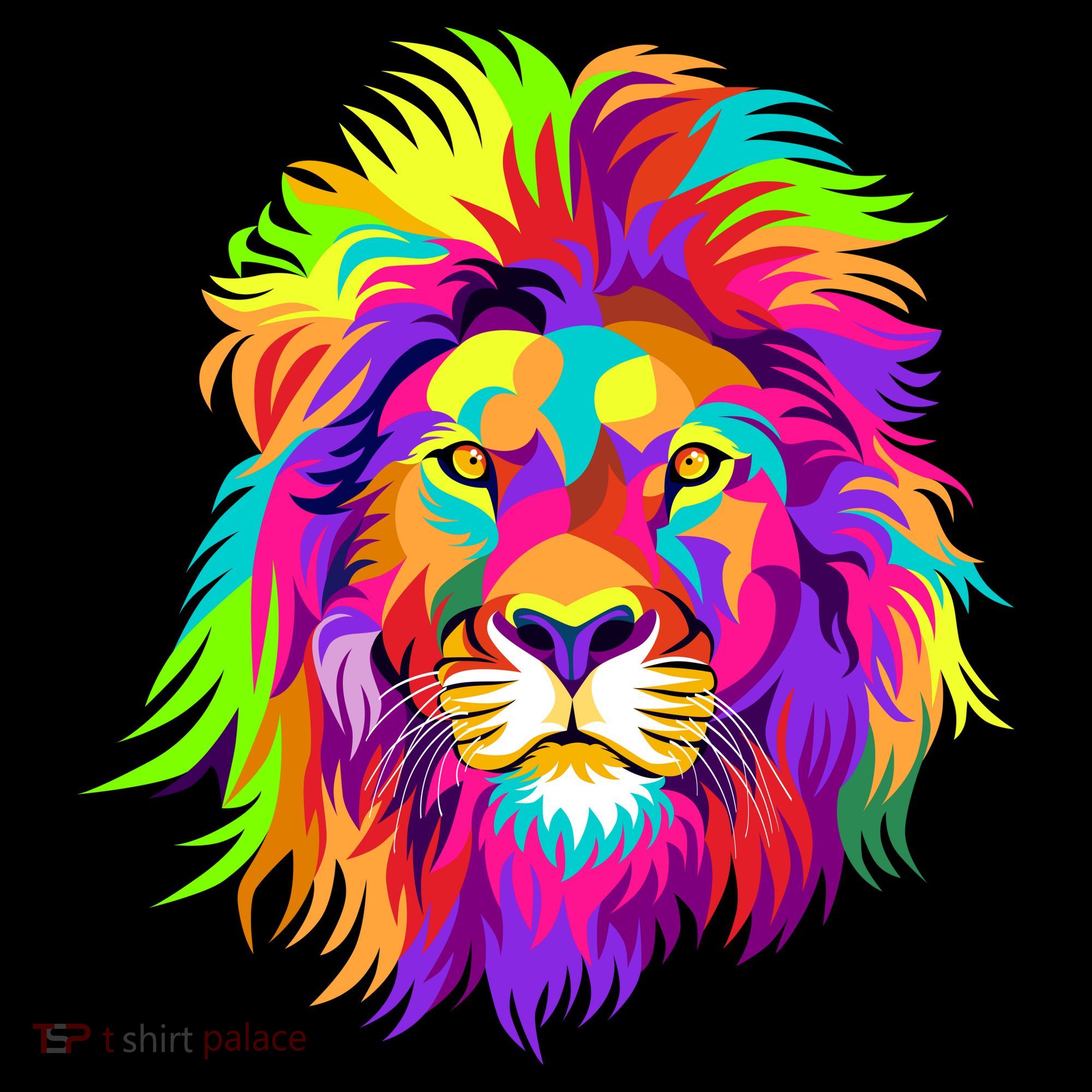 Lion Abstract Portrait Colorful Head T-Shirt