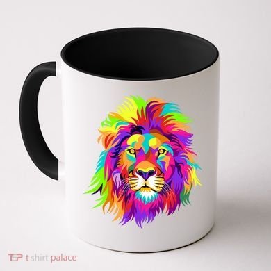 Lion Abstract Portrait Colorful Head Coffee Mug
