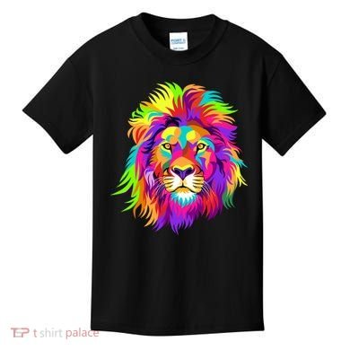 Lion Abstract Portrait Colorful Head Kids T-Shirt