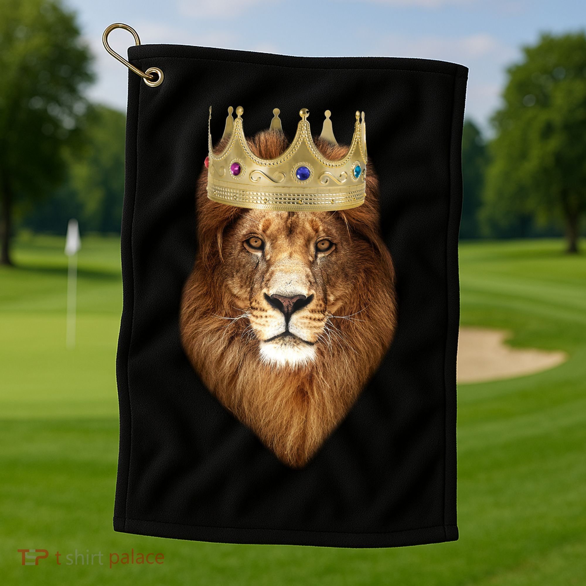 Lion Gold Crown King Of The Jungle Golf Towel