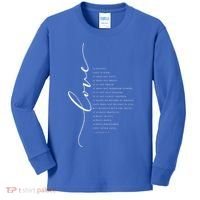 Love Is Patient Kind Bible Verse Christian Inspirational Gift Kids Long Sleeve Shirt thumb 0