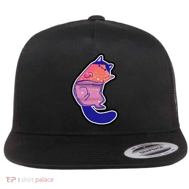 Liquid Cat Flat Bill Trucker Hat
