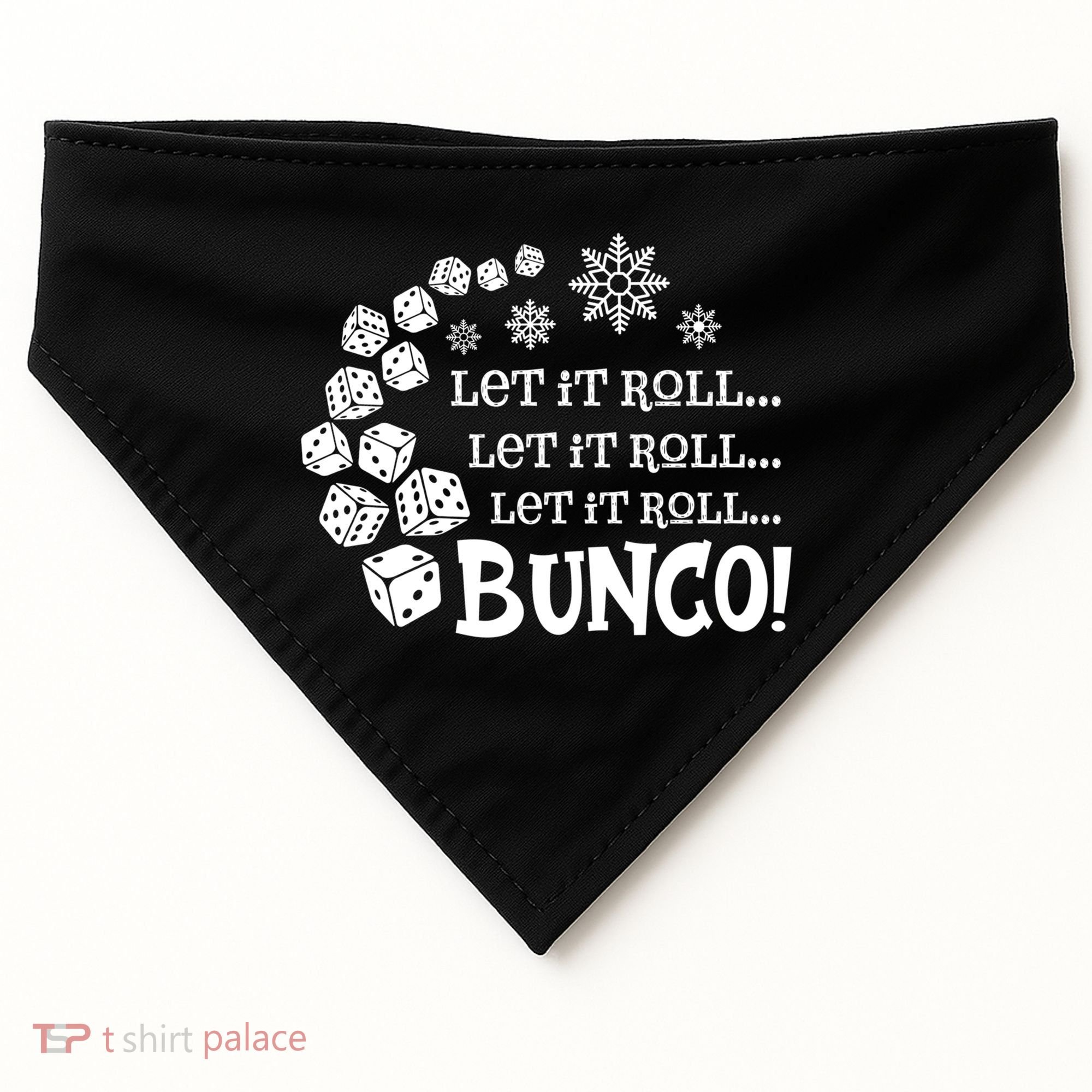 Let It Roll Bunco Game Dice Merry Christmas Xmas Santa Claus Gift USA-Made Doggie Bandana