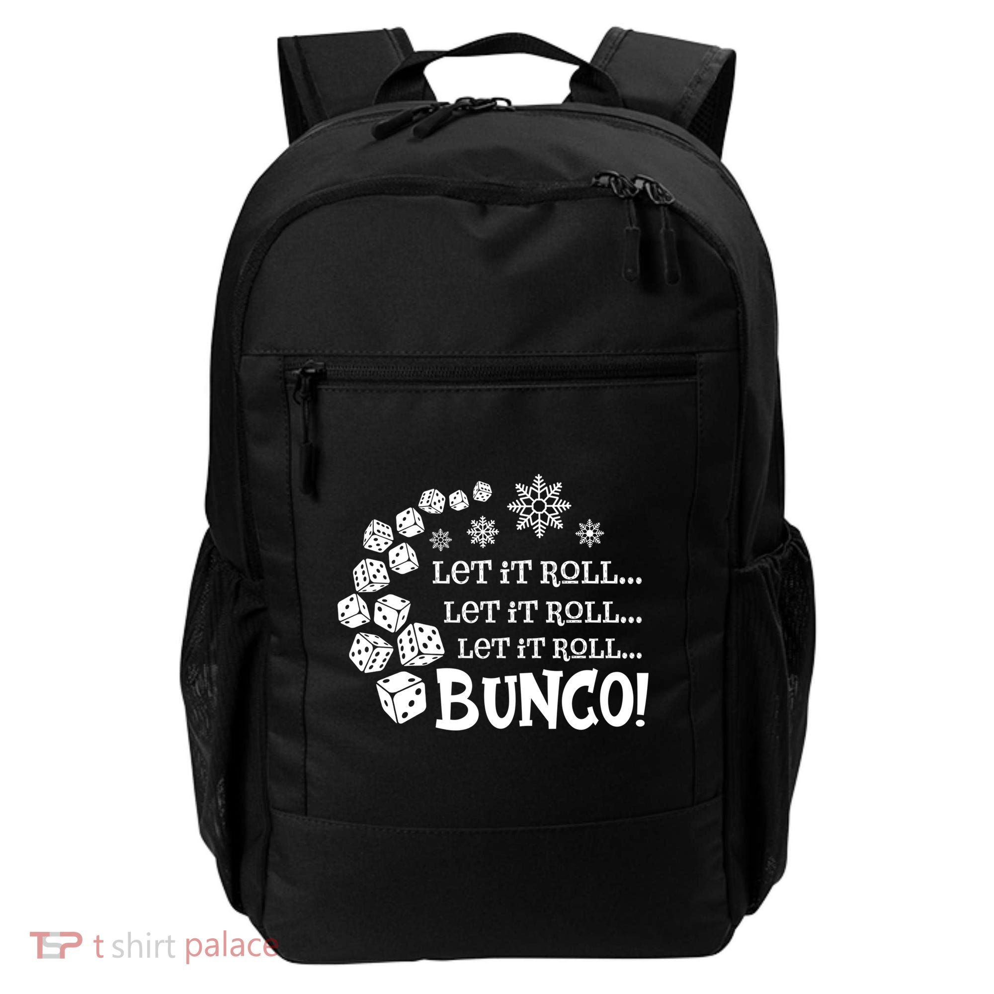 Let It Roll Bunco Game Dice Merry Christmas Xmas Santa Claus Gift Backpack