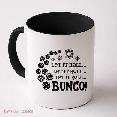 Let It Roll Bunco Game Dice Merry Christmas Xmas Santa Claus Gift Coffee Mug