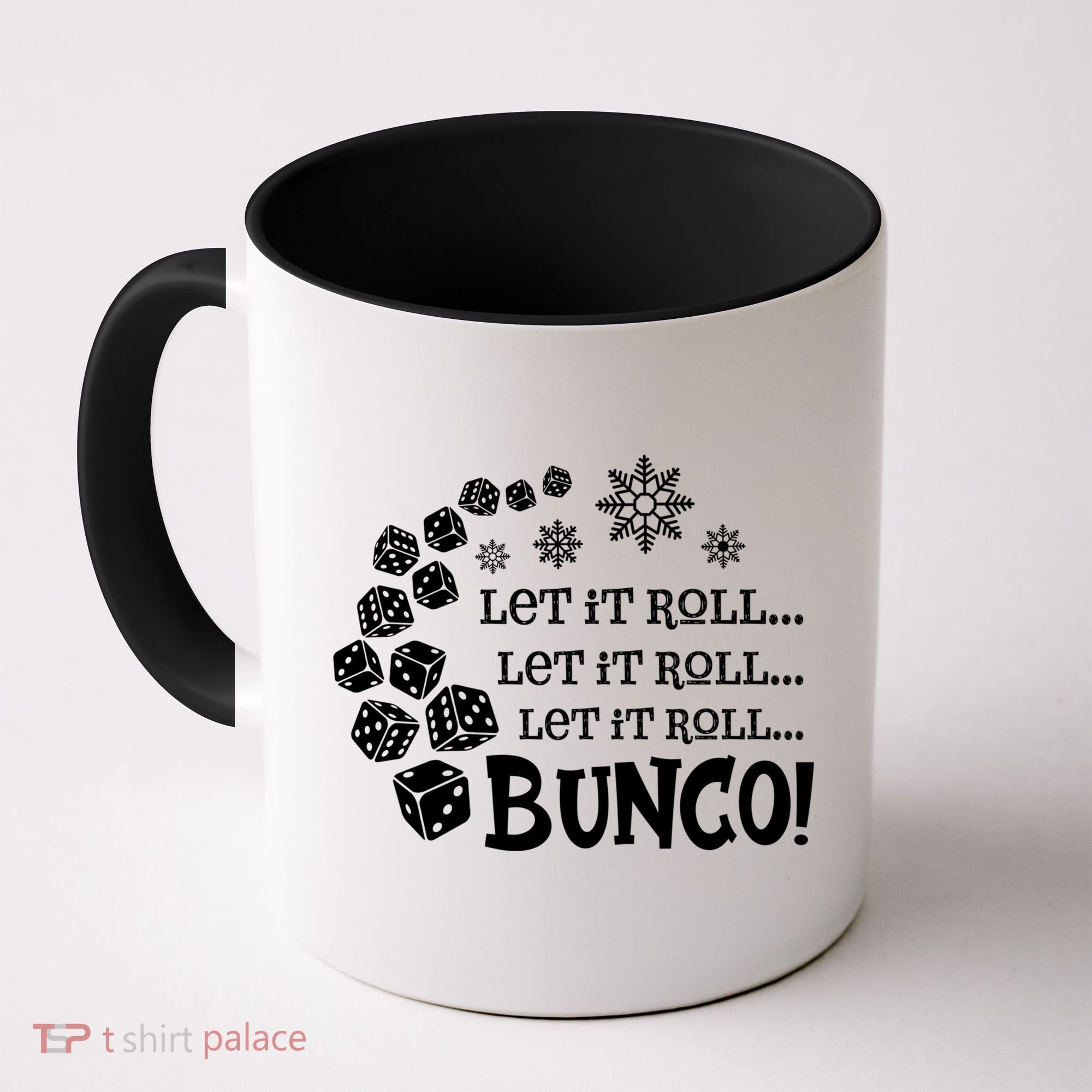 Let It Roll Bunco Game Dice Merry Christmas Xmas Santa Claus Gift Coffee Mug