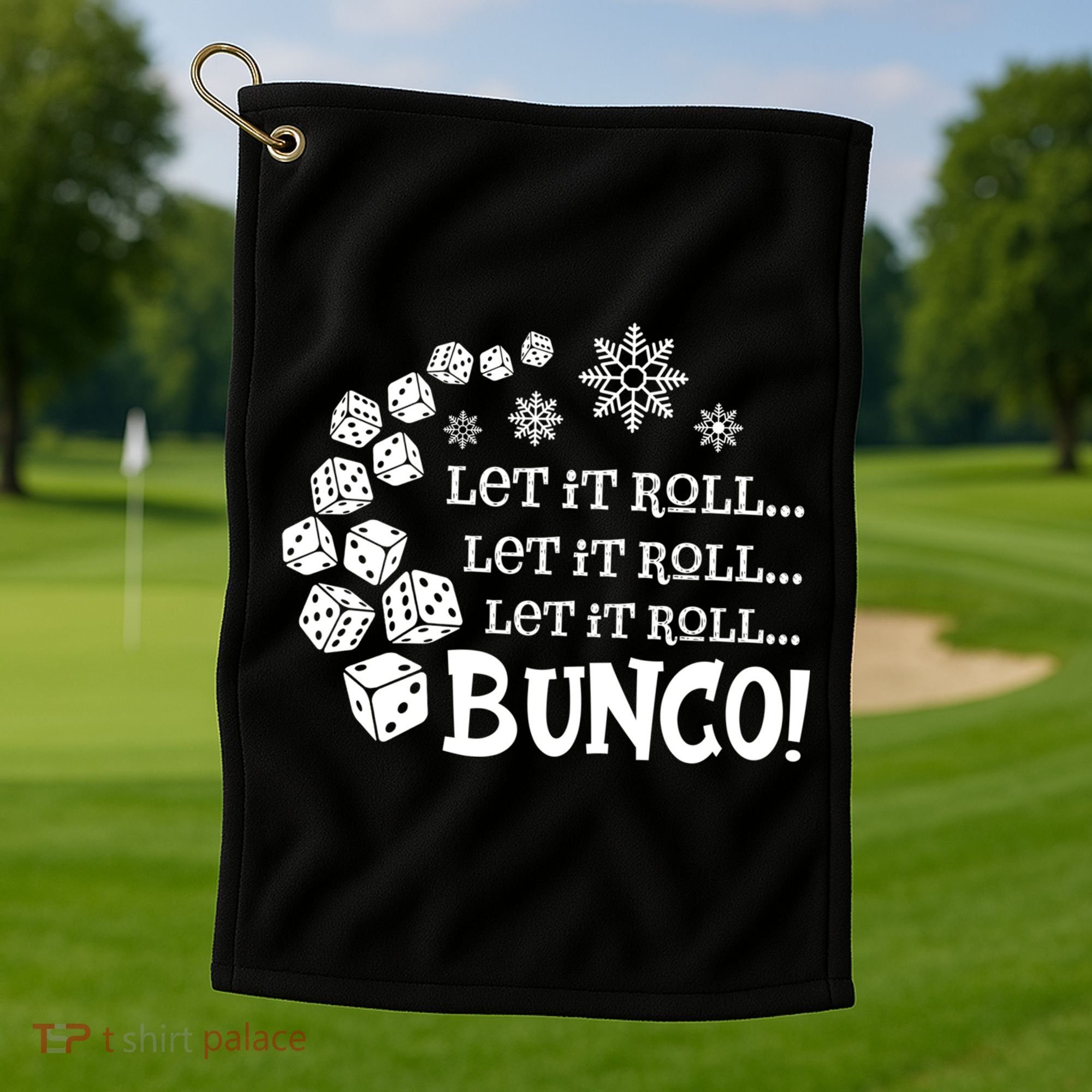 Let It Roll Bunco Game Dice Merry Christmas Xmas Santa Claus Gift Golf Towel