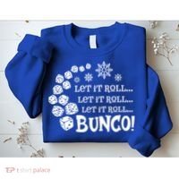 Let It Roll Bunco Game Dice Merry Christmas Xmas Santa Claus Gift Sweatshirt thumb 2