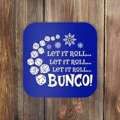 Let It Roll Bunco Game Dice Merry Christmas Xmas Santa Claus Gift Coaster