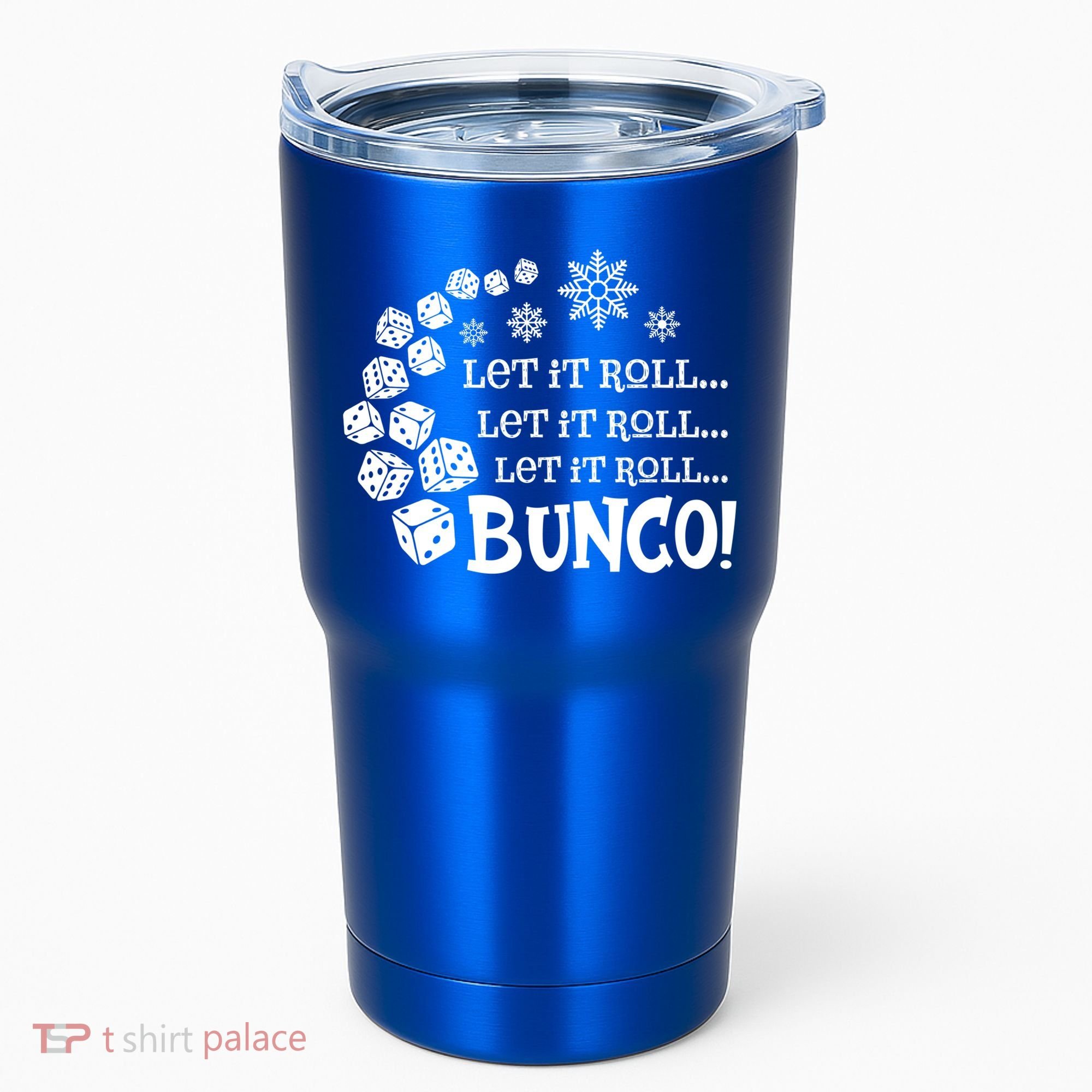 Let It Roll Bunco Game Dice Merry Christmas Xmas Santa Claus Gift Tumbler