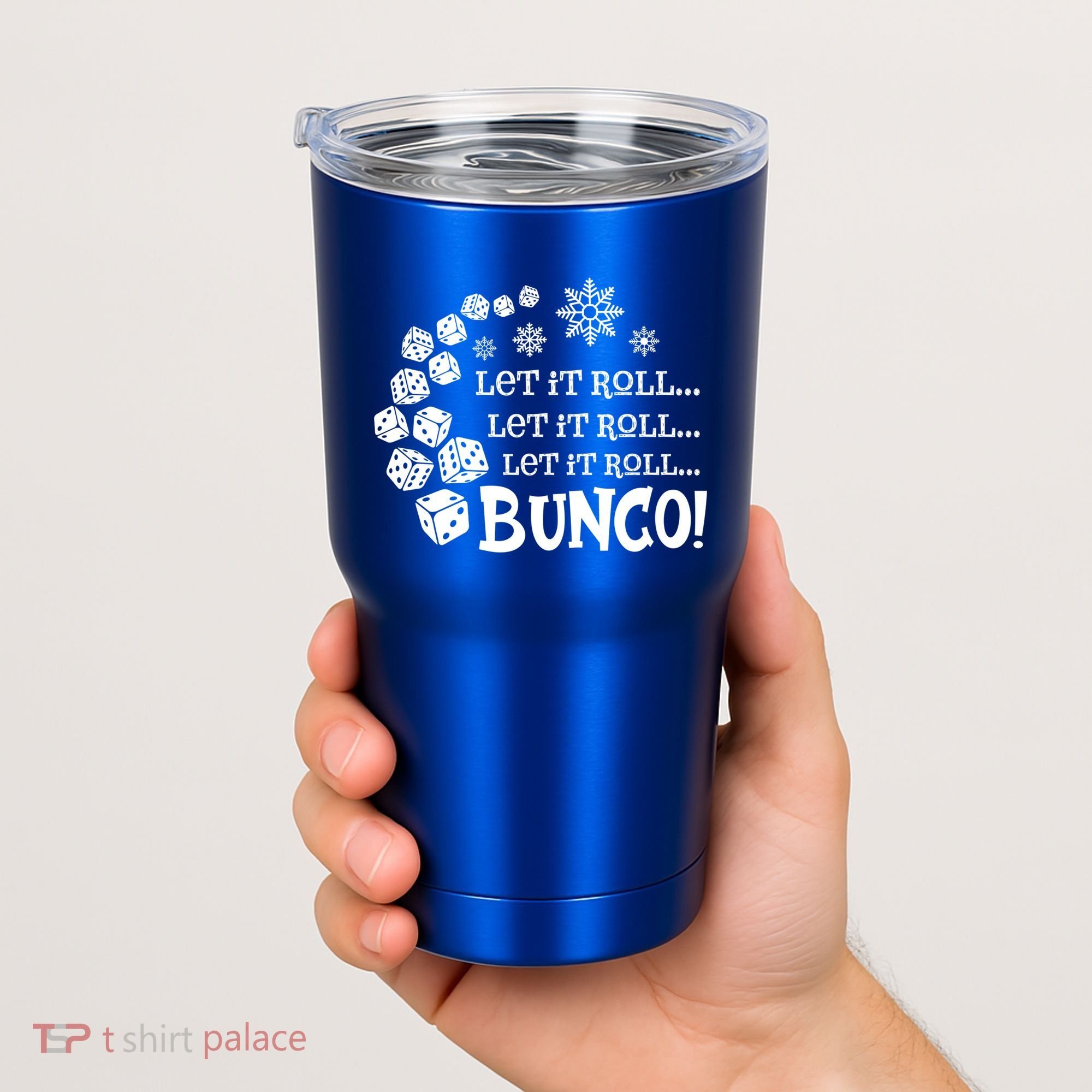 Let It Roll Bunco Game Dice Merry Christmas Xmas Santa Claus Gift Tumbler