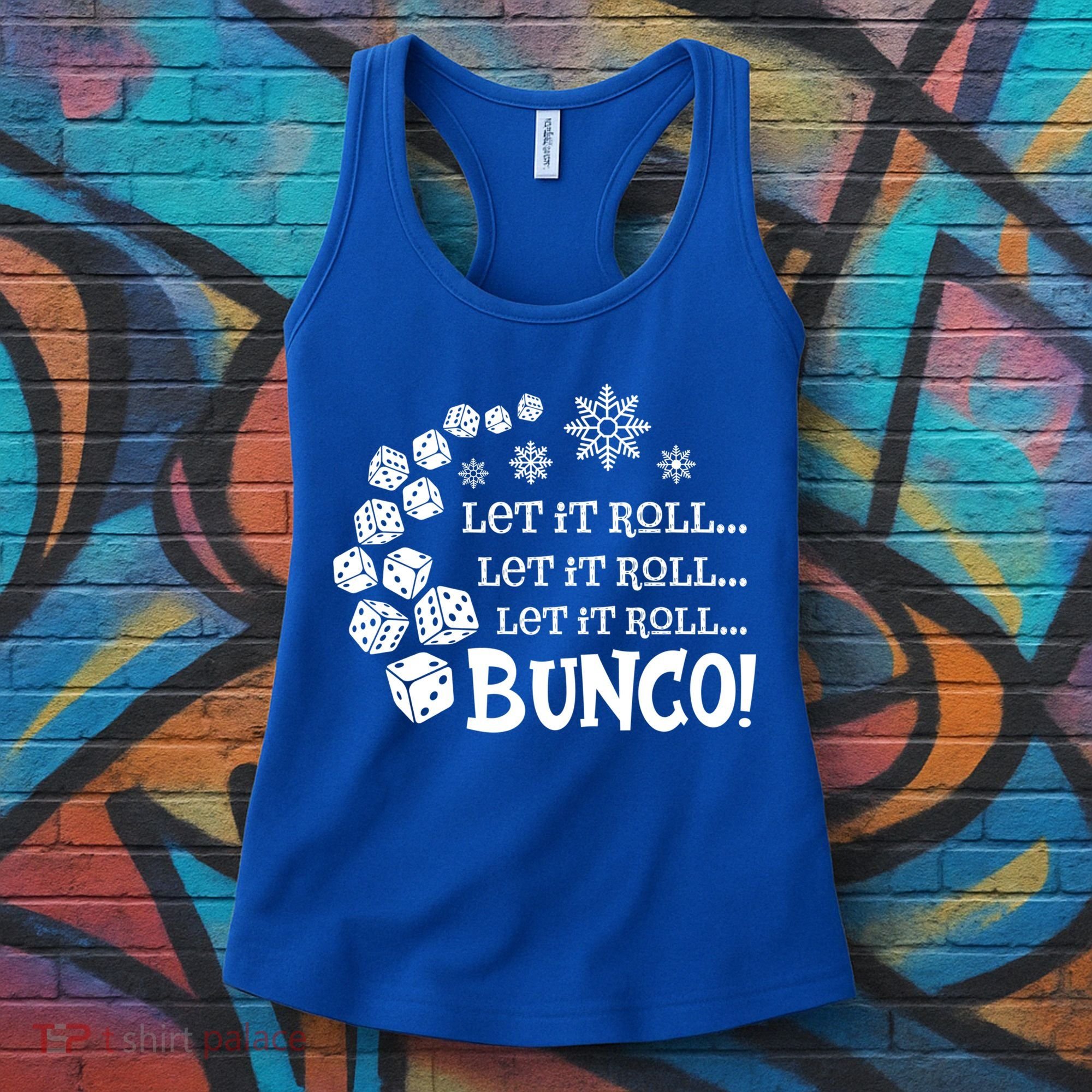 Let It Roll Bunco Game Dice Merry Christmas Xmas Santa Claus Gift Women's Tank Top