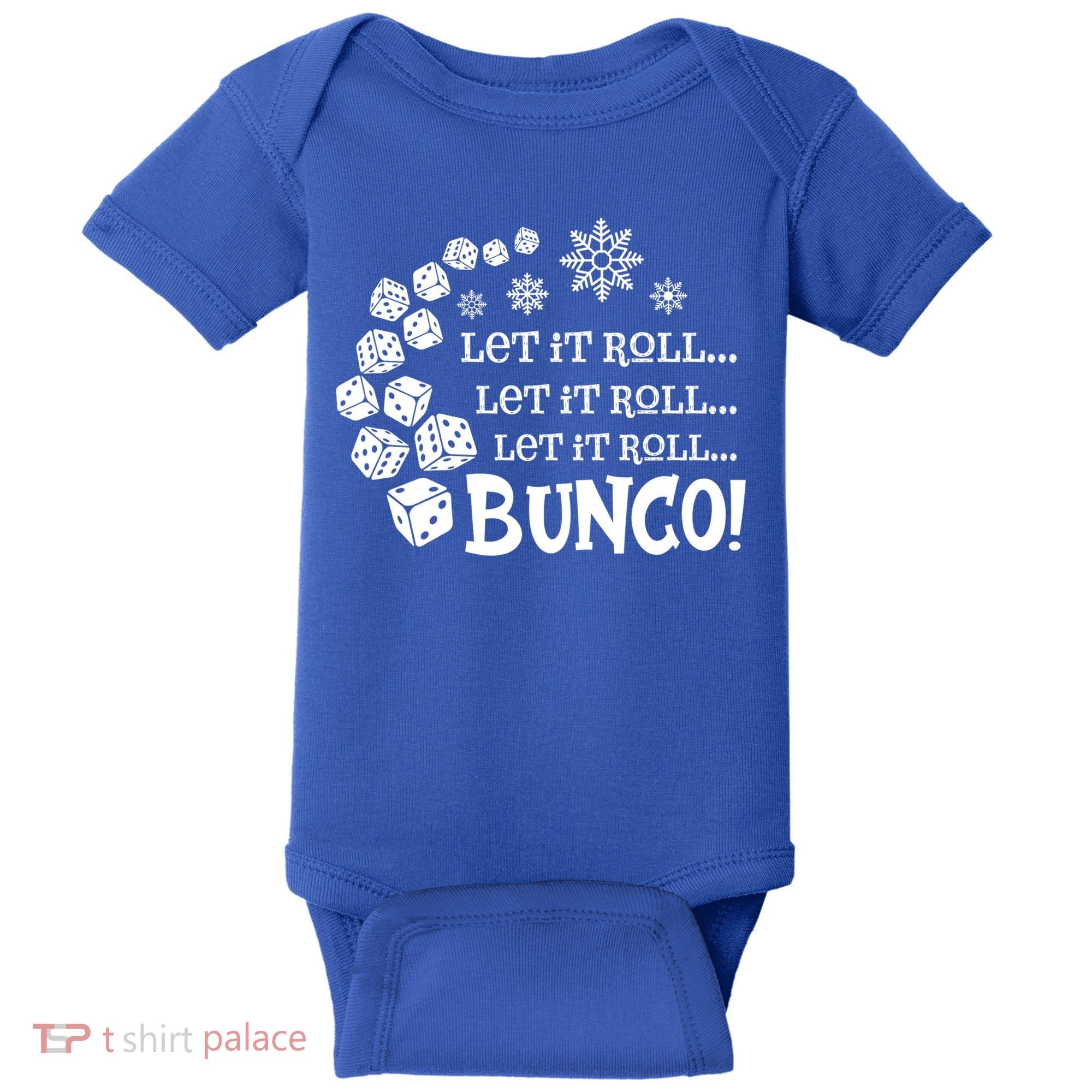 Let It Roll Bunco Game Dice Merry Christmas Xmas Santa Claus Gift Baby Bodysuit
