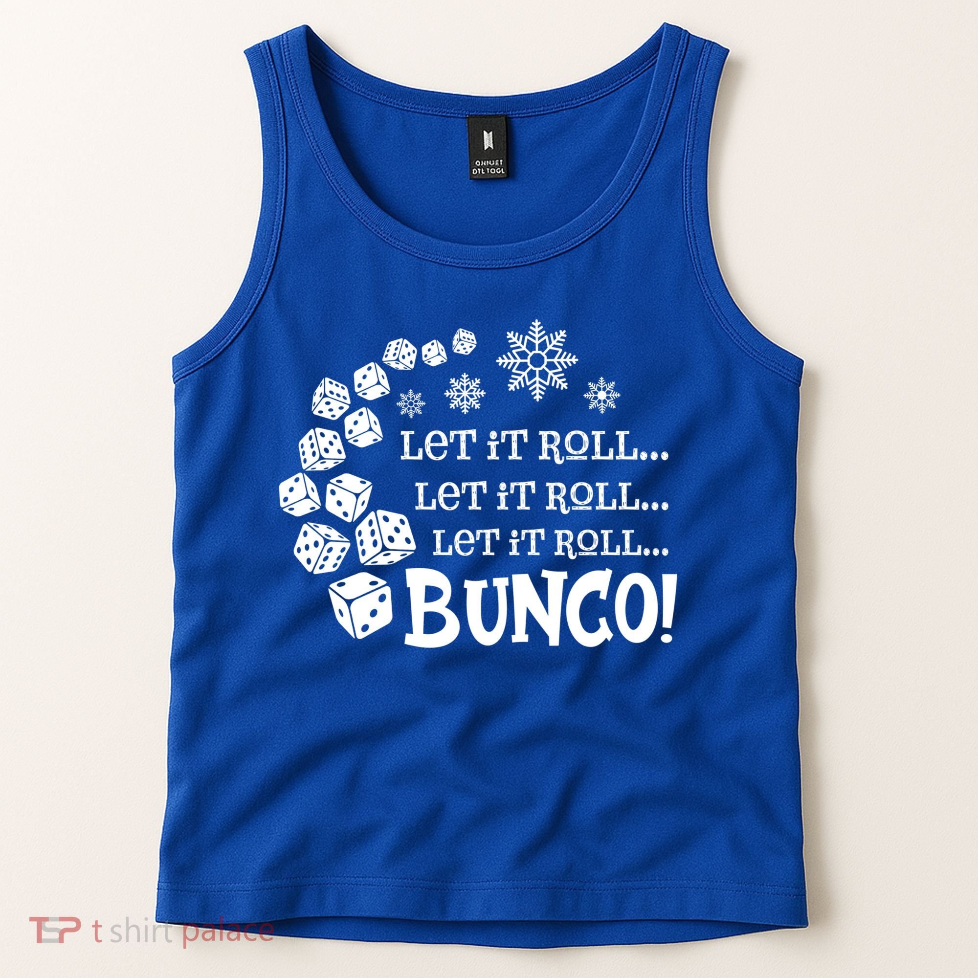 Let It Roll Bunco Game Dice Merry Christmas Xmas Santa Claus Gift Tank Top