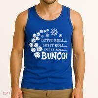 Let It Roll Bunco Game Dice Merry Christmas Xmas Santa Claus Gift Tank Top thumb 3