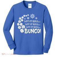 Let It Roll Bunco Game Dice Merry Christmas Xmas Santa Claus Gift Kids Long Sleeve Shirt thumb 0