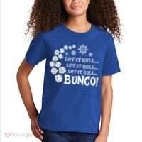 Let It Roll Bunco Game Dice Merry Christmas Xmas Santa Claus Gift Kids T-Shirt thumb 2