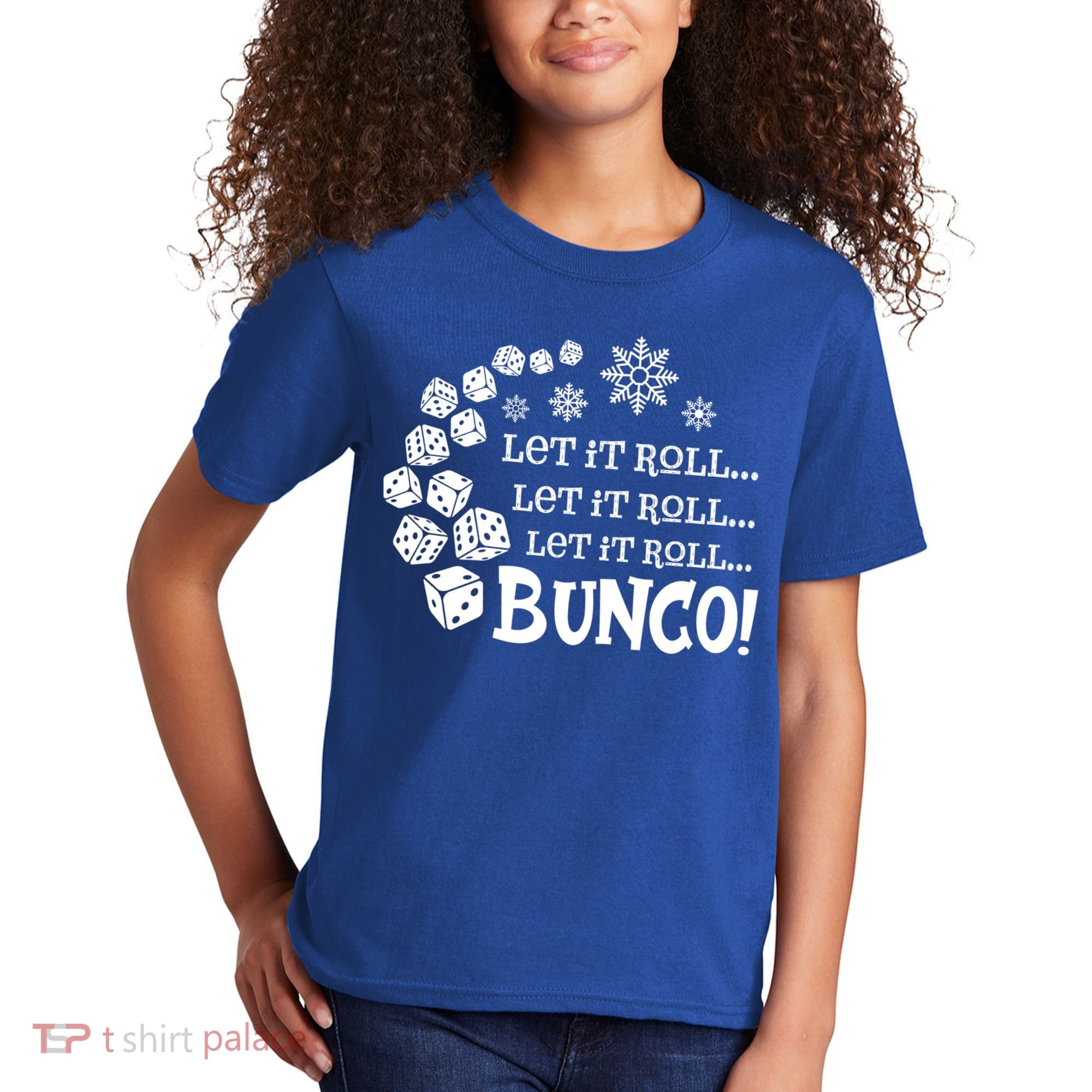 Let It Roll Bunco Game Dice Merry Christmas Xmas Santa Claus Gift Kids T-Shirt