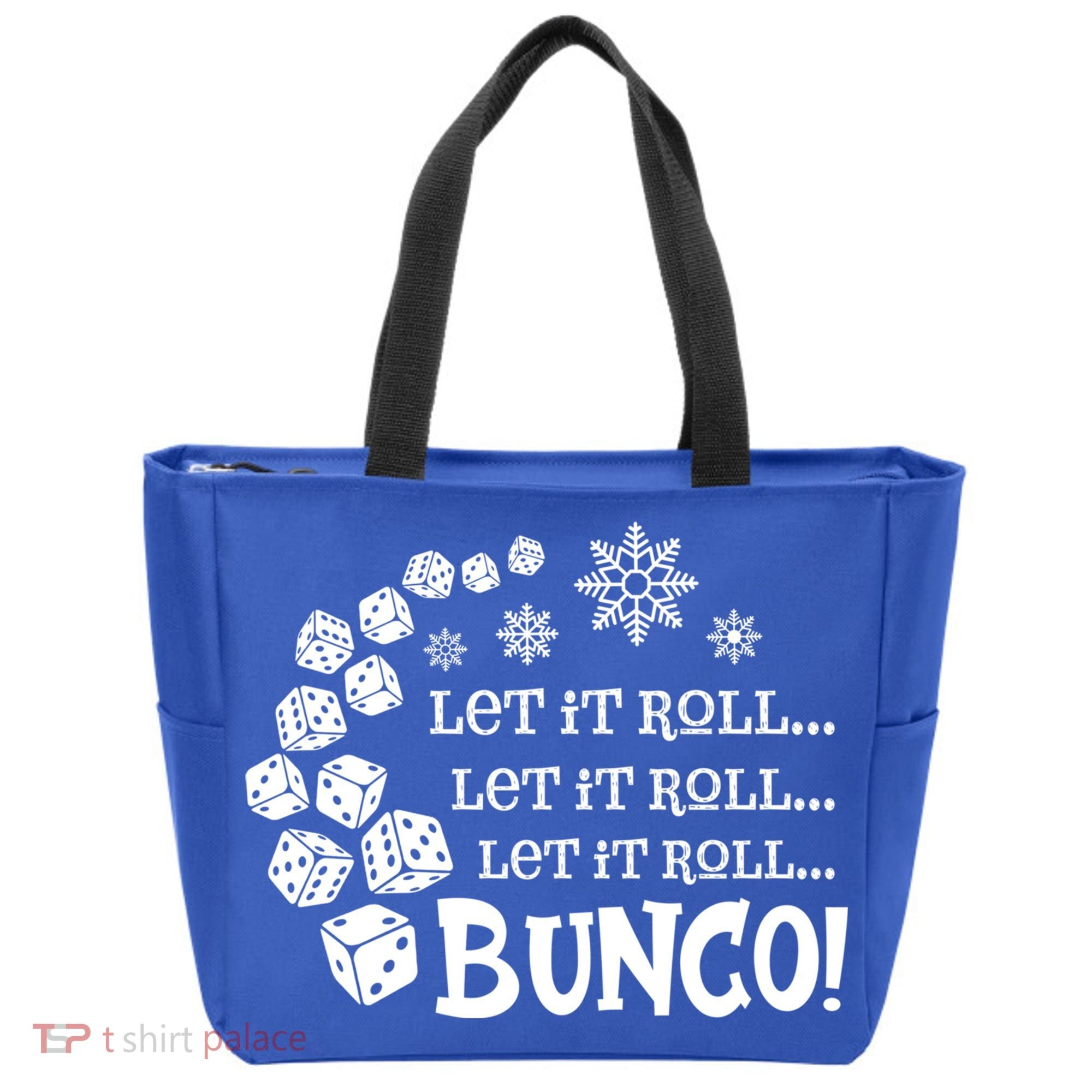 Let It Roll Bunco Game Dice Merry Christmas Xmas Santa Claus Gift Tote Bag