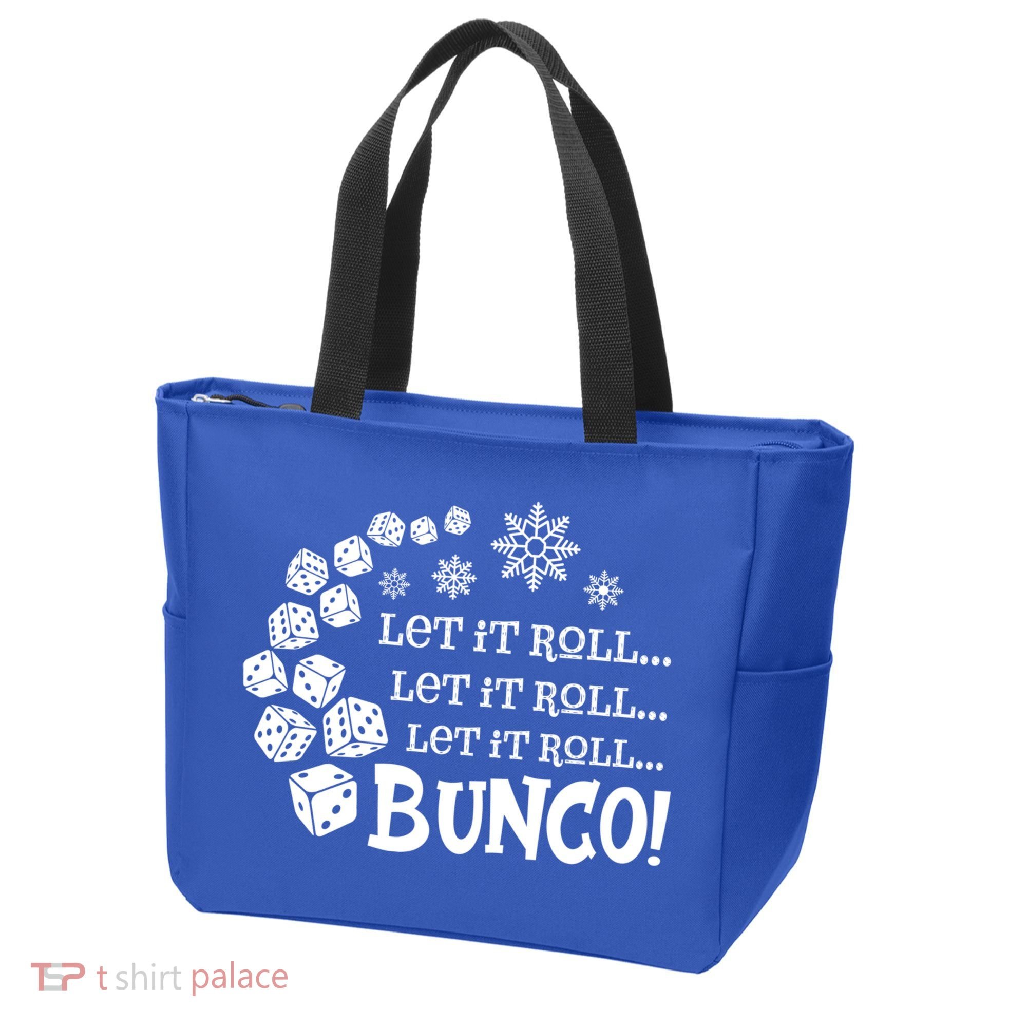 Let It Roll Bunco Game Dice Merry Christmas Xmas Santa Claus Gift Tote Bag