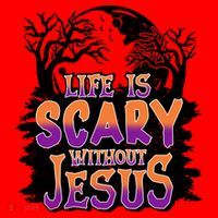 Life Is Scary Without Jesus Christian Halloween Tree Bible Santa Hat thumb 1