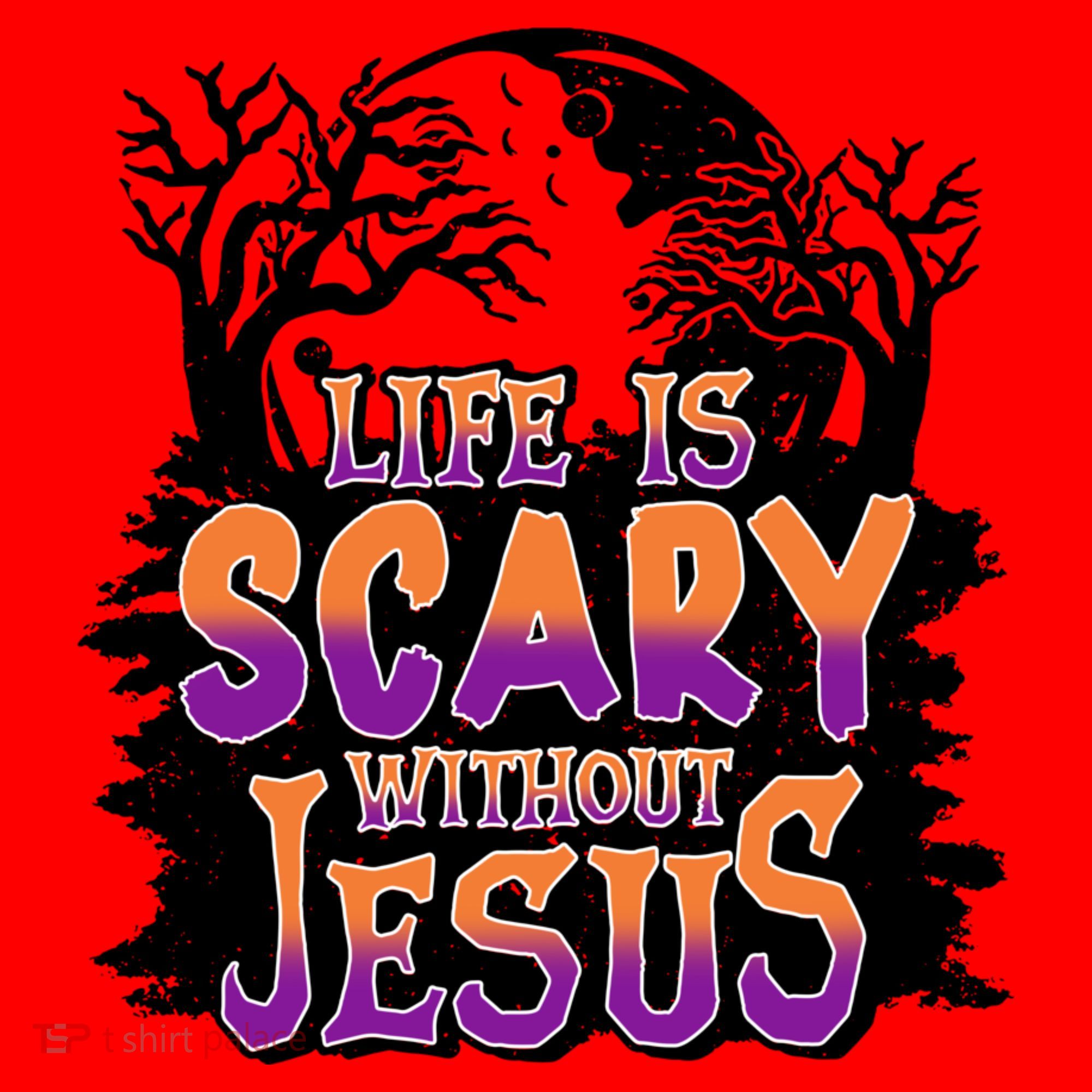 Life Is Scary Without Jesus Christian Halloween Tree Bible Santa Hat