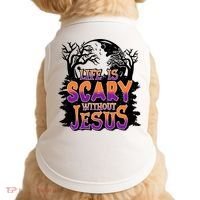 Life Is Scary Without Jesus Christian Halloween Tree Bible Doggie Tank thumb 0