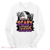 Life Is Scary Without Jesus Christian Halloween Tree Bible Long Sleeve Shirt thumb 0
