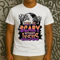 Life Is Scary Without Jesus Christian Halloween Tree Bible T-Shirt thumb 3