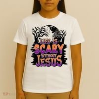 Life Is Scary Without Jesus Christian Halloween Tree Bible T-Shirt thumb 4