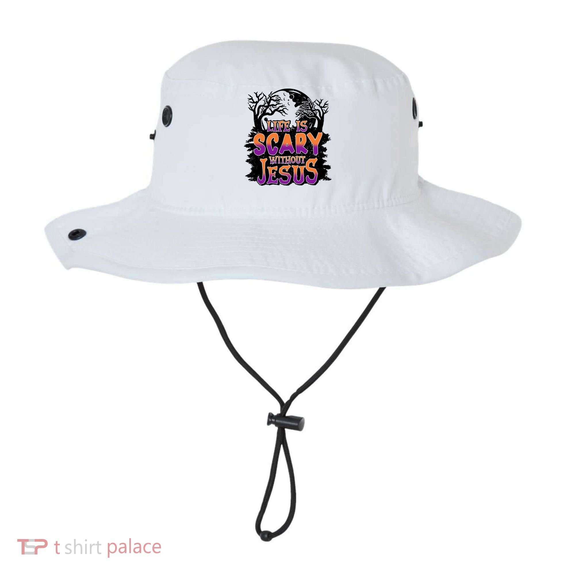 Life Is Scary Without Jesus Christian Halloween Tree Bible Bucket Hat