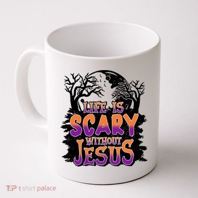 Life Is Scary Without Jesus Christian Halloween Tree Bible Coffee Mug