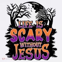 Life Is Scary Without Jesus Christian Halloween Tree Bible Beanie thumb 2