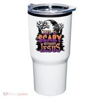 Life Is Scary Without Jesus Christian Halloween Tree Bible Tumbler thumb 0
