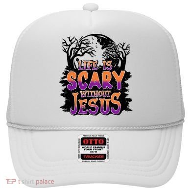 Life Is Scary Without Jesus Christian Halloween Tree Bible Hat
