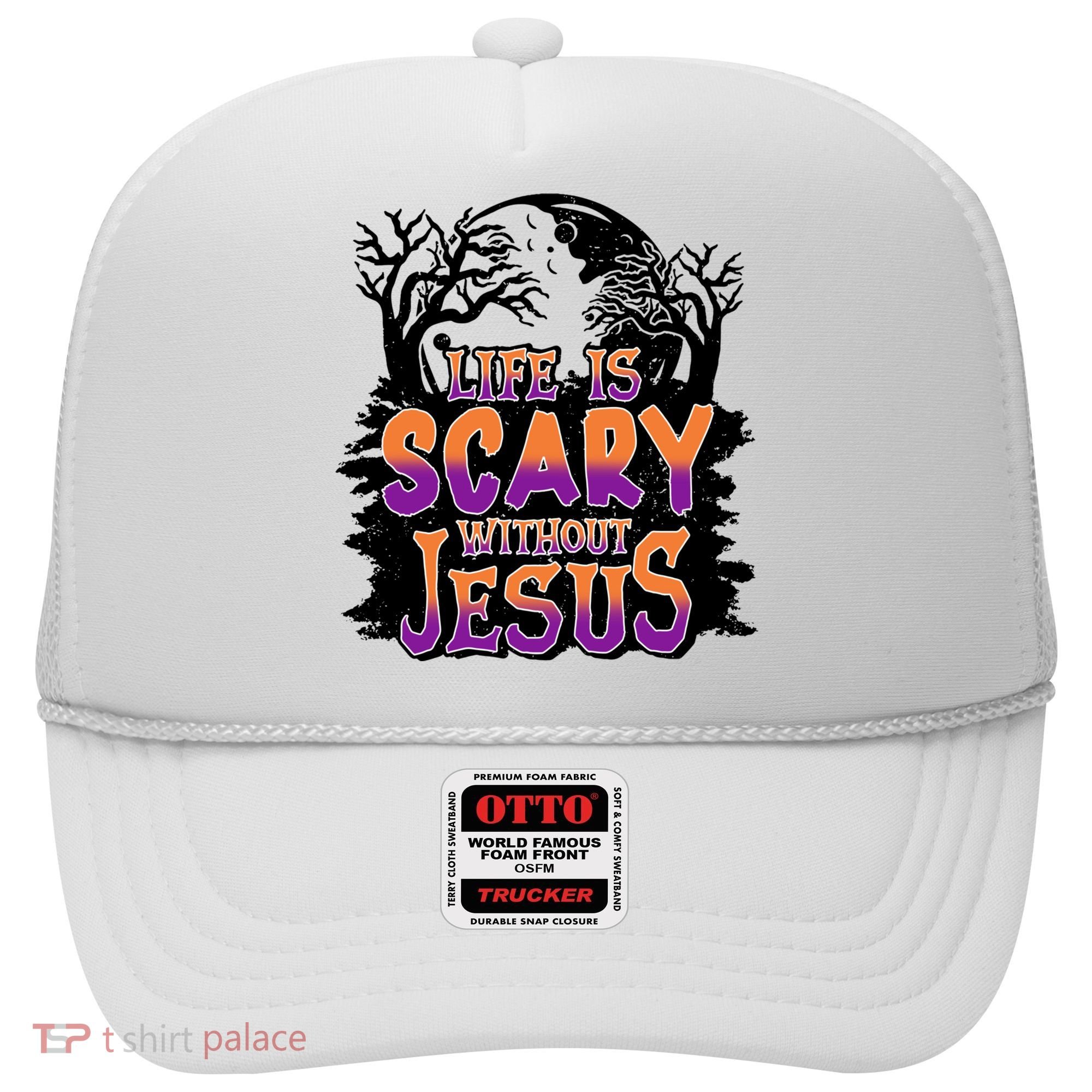 Life Is Scary Without Jesus Christian Halloween Tree Bible Hat