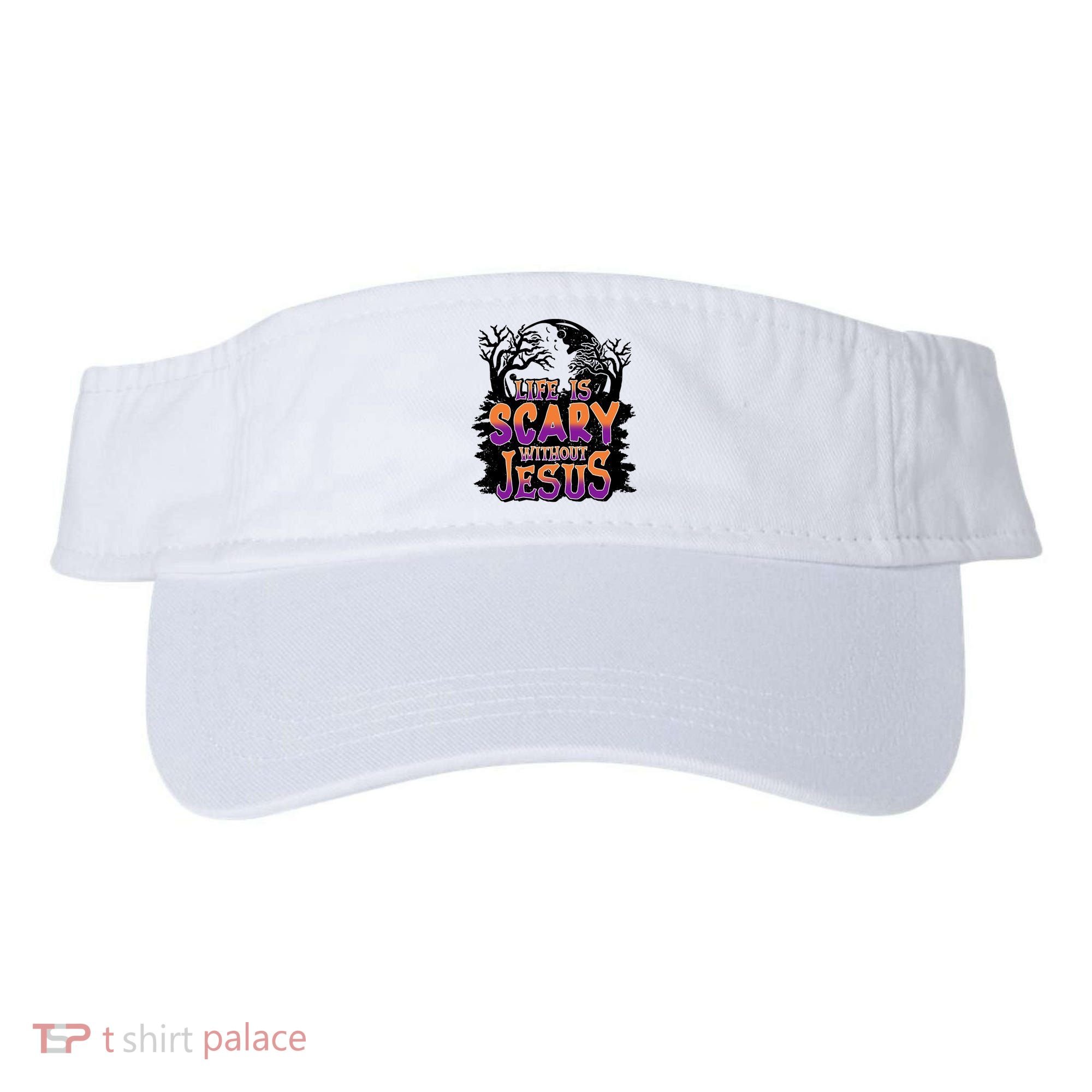 Life Is Scary Without Jesus Christian Halloween Tree Bible Visor
