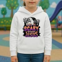 Life Is Scary Without Jesus Christian Halloween Tree Bible Kids Hoodie thumb 3