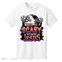 Life Is Scary Without Jesus Christian Halloween Tree Bible Kids T-Shirt thumb 0