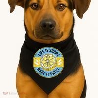 Life Is Short Make It Sweet Lemon Lover Fruit Business USA-Made Doggie Bandana thumb 1
