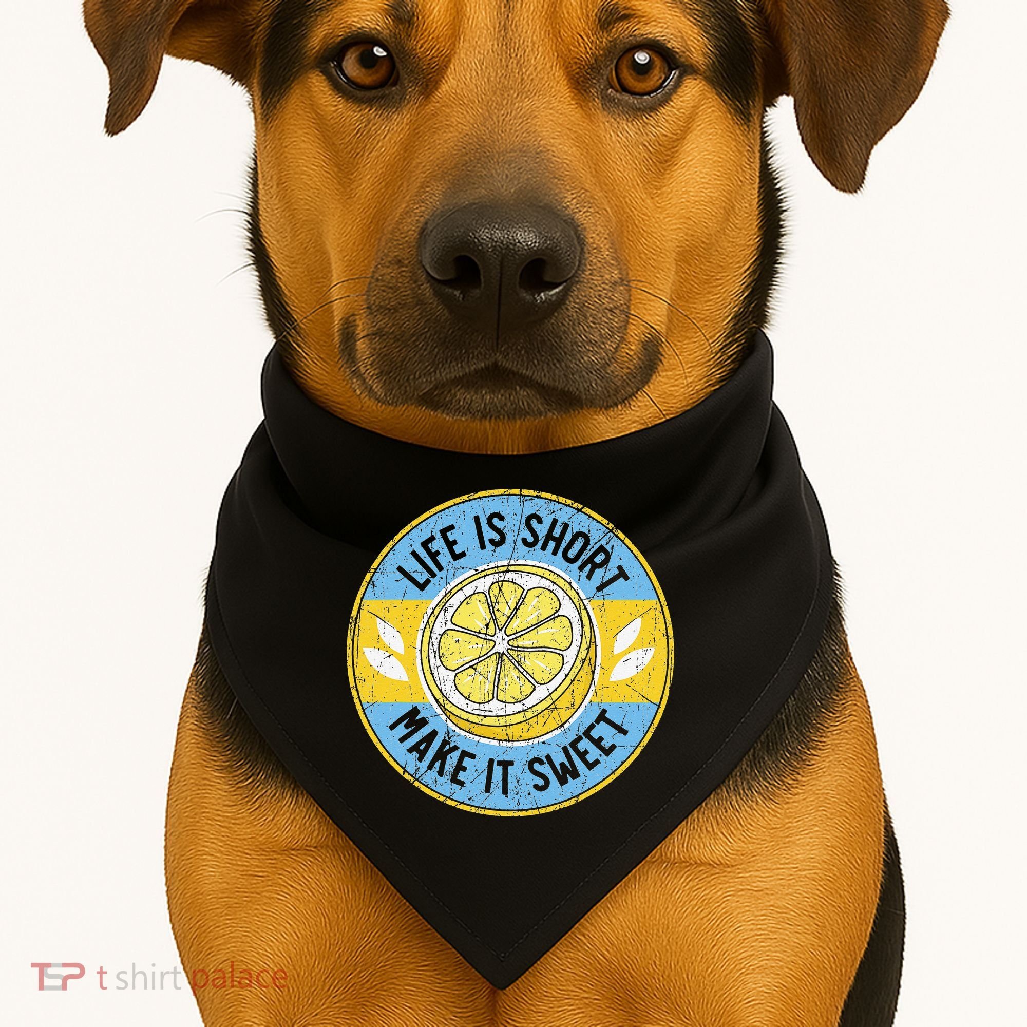 Life Is Short Make It Sweet Lemon Lover Fruit Business USA-Made Doggie Bandana