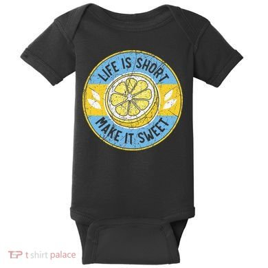 Life Is Short Make It Sweet Lemon Lover Fruit Business Baby Bodysuit