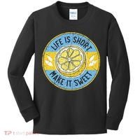 Life Is Short Make It Sweet Lemon Lover Fruit Business Kids Long Sleeve Shirt thumb 0