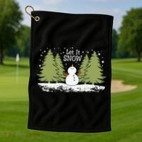 Let It Snow Winter Snowman Christmas Golf Towel thumb 1