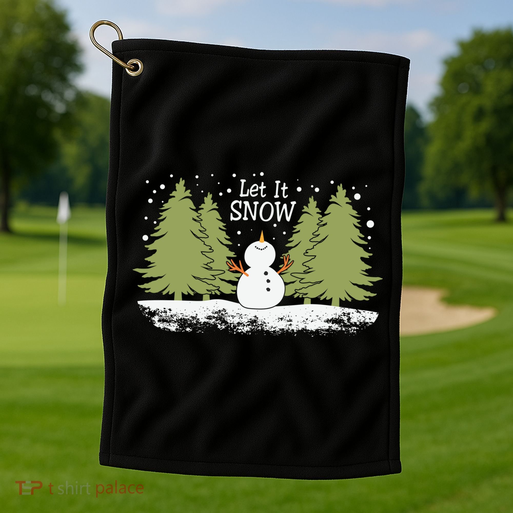 Let It Snow Winter Snowman Christmas Golf Towel