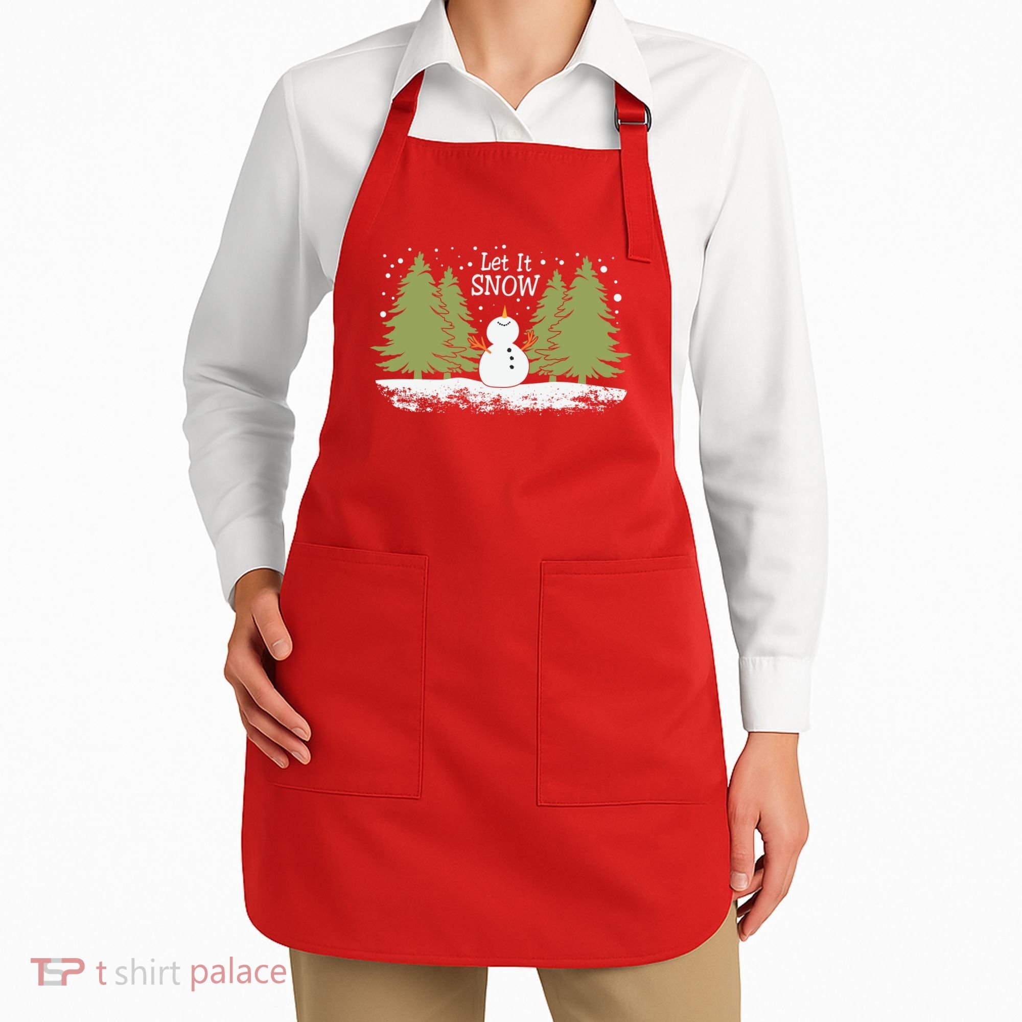Let It Snow Winter Snowman Christmas Apron