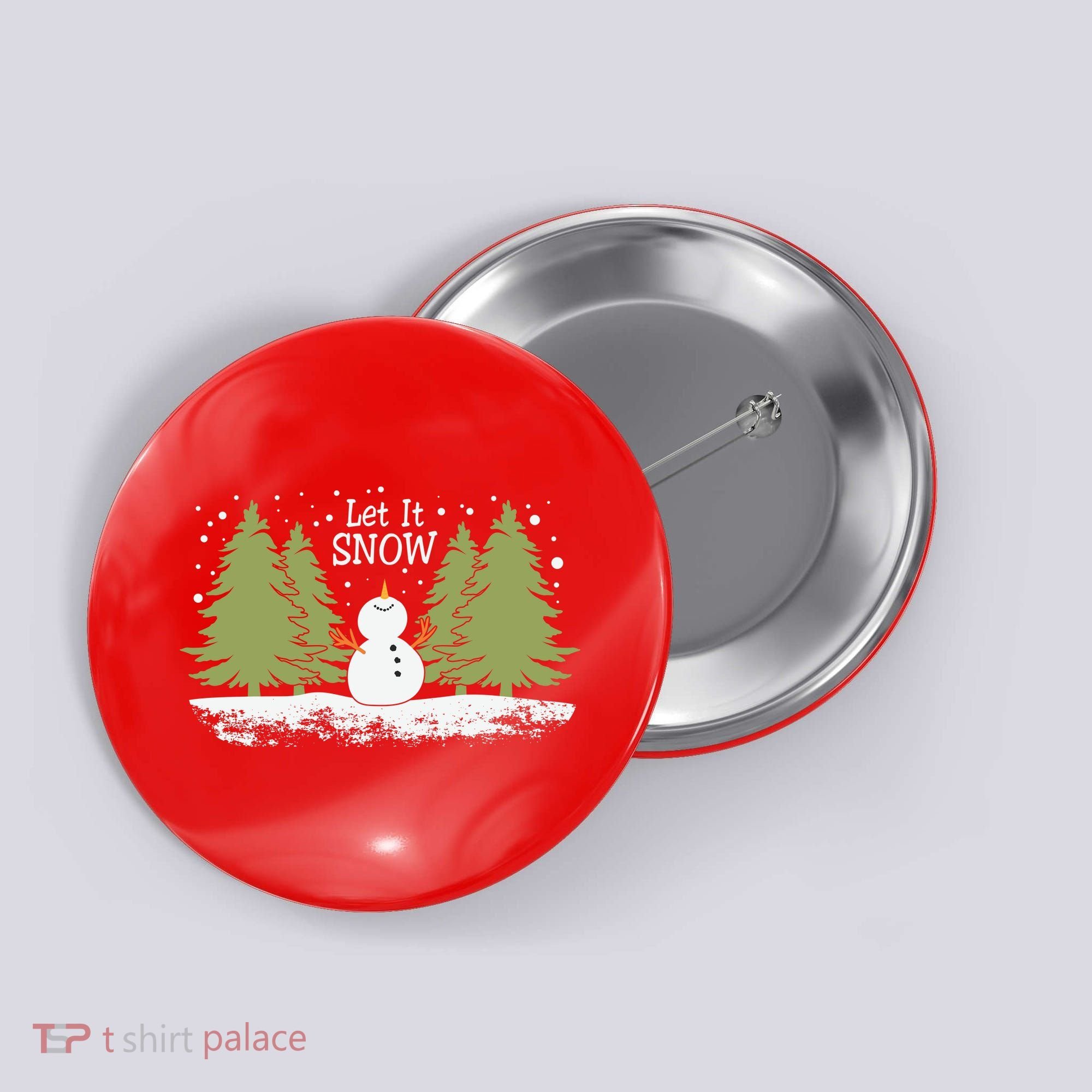 Let It Snow Winter Snowman Christmas Button